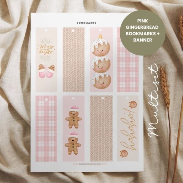 Pink Gingerbread Bookmarks + Banner - Image 5